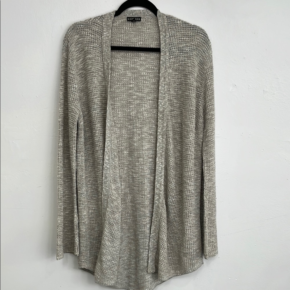 Express Heather Gray Knit Cardigan